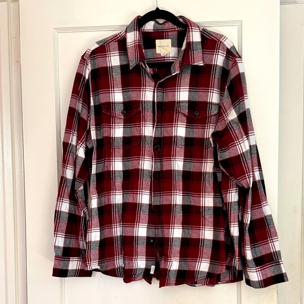American Eagle Outfitters Red and Black Plaid Shirt